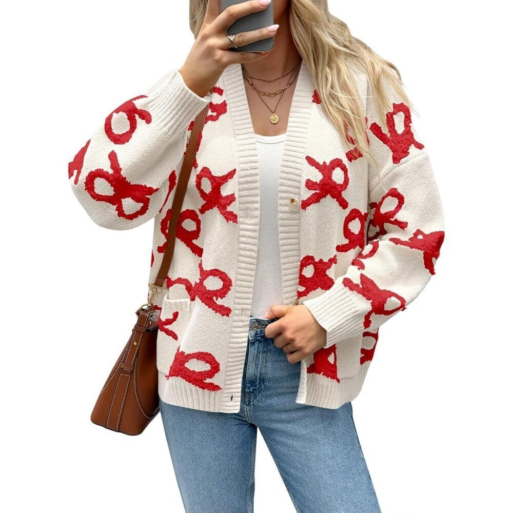 Womens Chunky Knit Button Up Cardigan Sweater Pockets Fall Winter Fashion